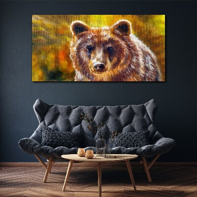 Tablou canvas Chipul unui urs în tonuri aurii