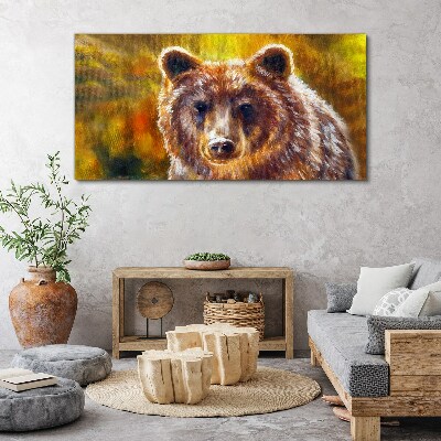 Tablou canvas Chipul unui urs în tonuri aurii