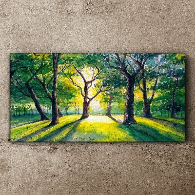 Tablou canvas Raze aurii în crâng pădure