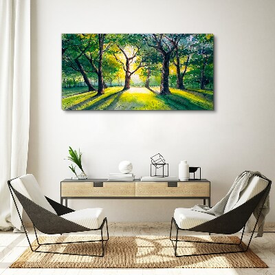 Tablou canvas Raze aurii în crâng pădure