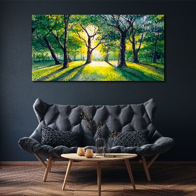 Tablou canvas Raze aurii în crâng pădure