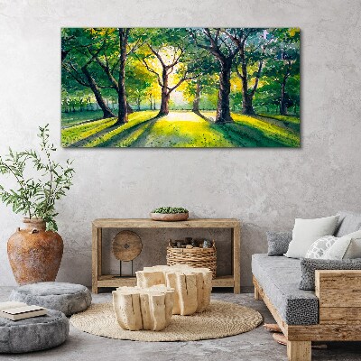 Tablou canvas Raze aurii în crâng pădure