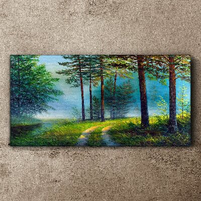Tablou canvas Poteca de pădure în ceața dimineții
