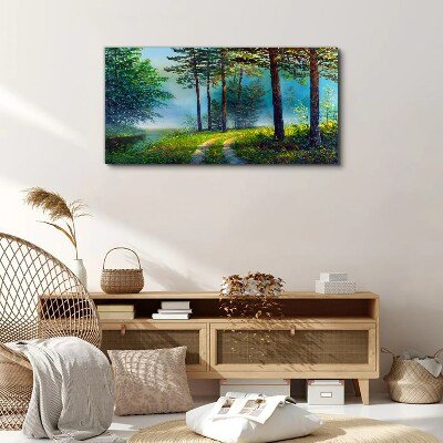 Tablou canvas Poteca de pădure în ceața dimineții