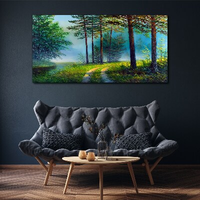 Tablou canvas Poteca de pădure în ceața dimineții