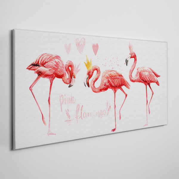 Tablou canvas Flamingo roz cu coroane