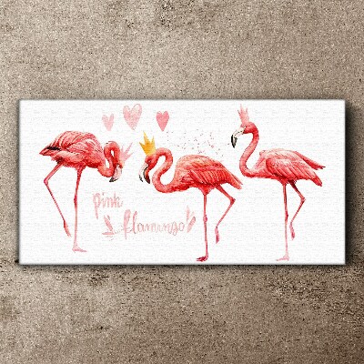 Tablou canvas Flamingo roz cu coroane