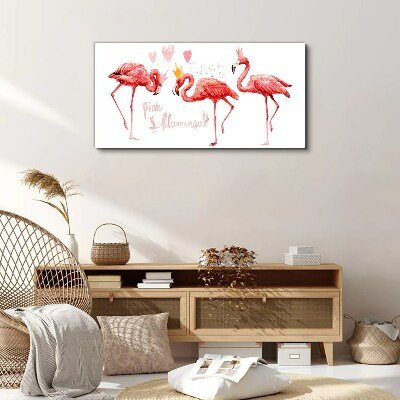 Tablou canvas Flamingo roz cu coroane