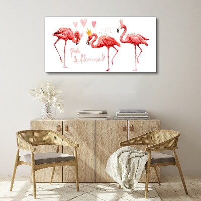 Tablou canvas Flamingo roz cu coroane