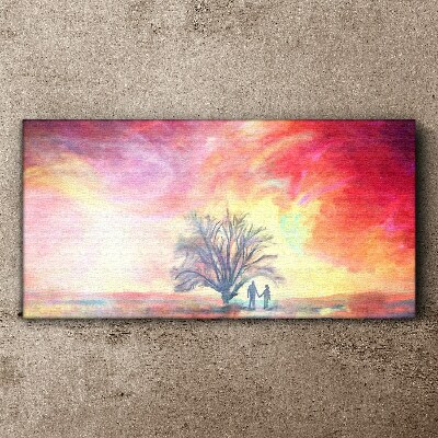 Tablou canvas Apus romantic sub copac