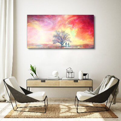 Tablou canvas Apus romantic sub copac