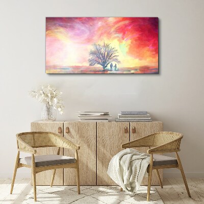 Tablou canvas Apus romantic sub copac