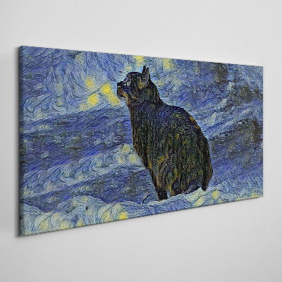 Tablou canvas Pisica pe cerul noptii