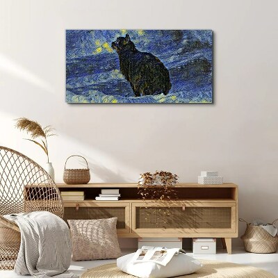 Tablou canvas Pisica pe cerul noptii