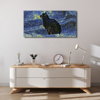 Tablou canvas Pisica pe cerul noptii