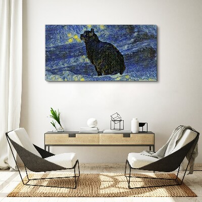 Tablou canvas Pisica pe cerul noptii