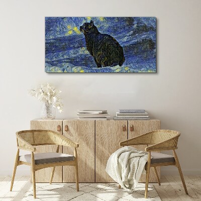 Tablou canvas Pisica pe cerul noptii