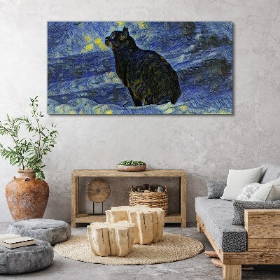 Tablou canvas Pisica pe cerul noptii