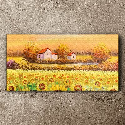 Tablou canvas Lunca Floarea Soarelui Copaci