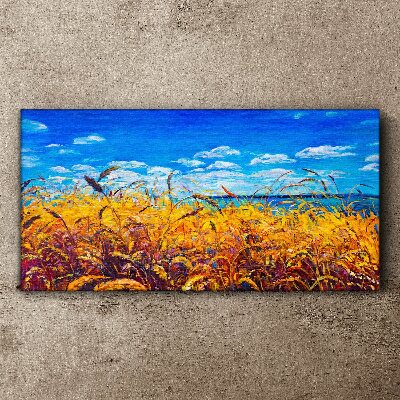 Tablou canvas Câmpuri aurii sub cerul albastru