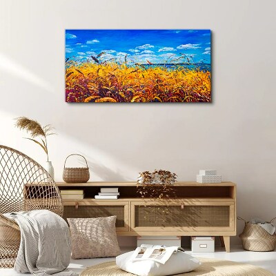 Tablou canvas Câmpuri aurii sub cerul albastru