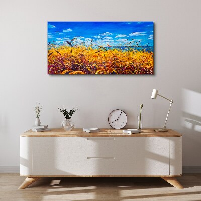 Tablou canvas Câmpuri aurii sub cerul albastru
