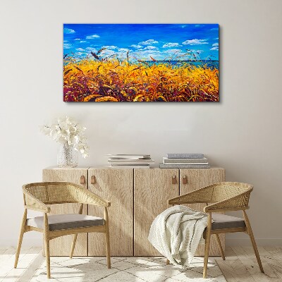 Tablou canvas Câmpuri aurii sub cerul albastru