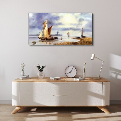 Tablou canvas Un port linistit cu barci cu pânze