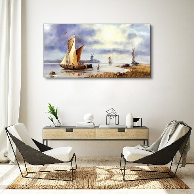 Tablou canvas Un port linistit cu barci cu pânze