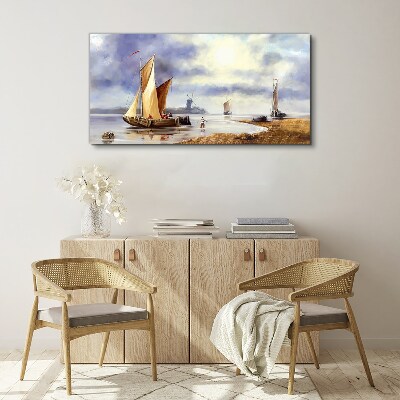 Tablou canvas Un port linistit cu barci cu pânze