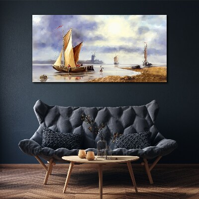Tablou canvas Un port linistit cu barci cu pânze