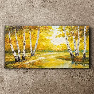 Tablou canvas Toamna de aur printre mesteceni