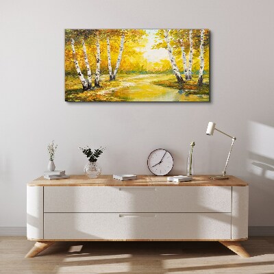 Tablou canvas Toamna de aur printre mesteceni