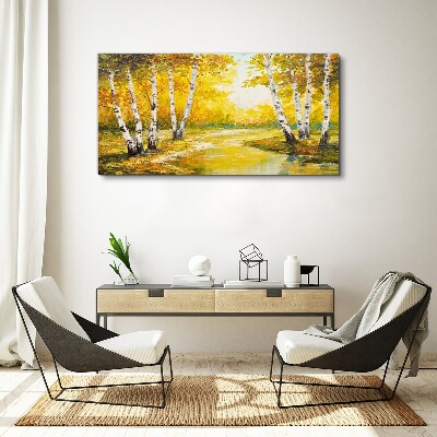 Tablou canvas Toamna de aur printre mesteceni