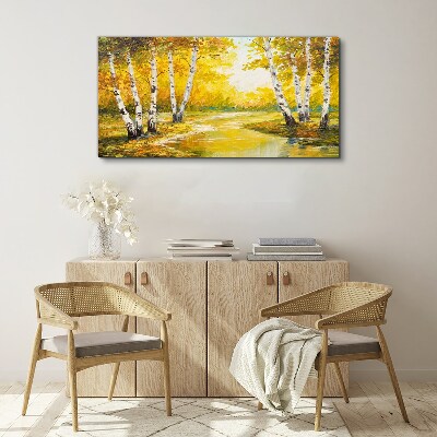 Tablou canvas Toamna de aur printre mesteceni