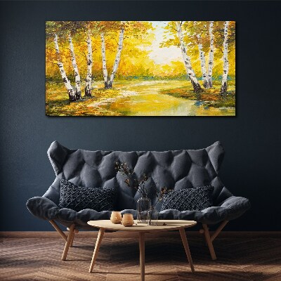 Tablou canvas Toamna de aur printre mesteceni