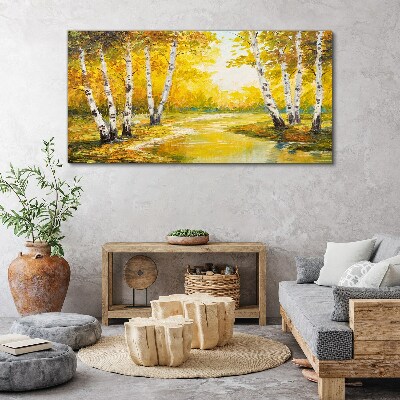 Tablou canvas Toamna de aur printre mesteceni