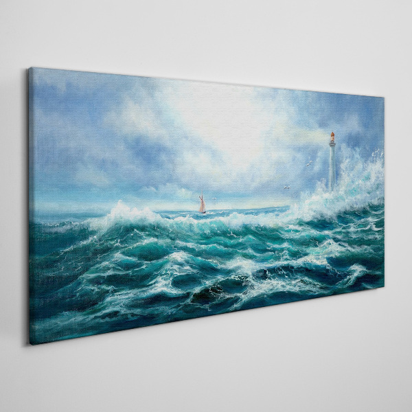 Tablou canvas Marea furtunoasă cu far