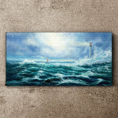 Tablou canvas Marea furtunoasă cu far