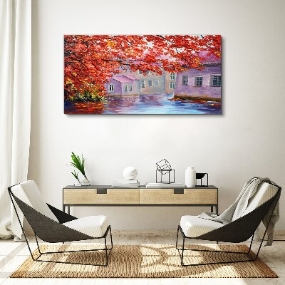 Tablou canvas Reflecții de toamnă pe apă
