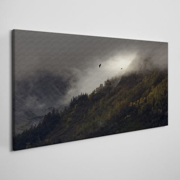Tablou canvas Panoramă montană încețoșată cu păsări