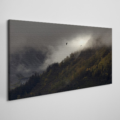 Tablou canvas Panoramă montană încețoșată cu păsări