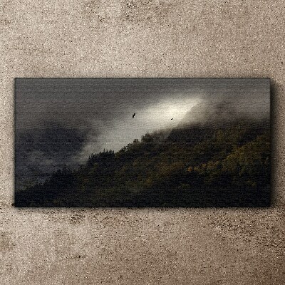 Tablou canvas Panoramă montană încețoșată cu păsări