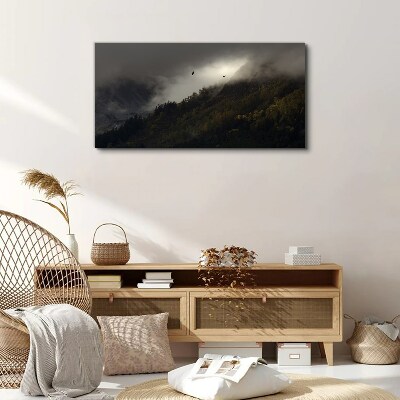 Tablou canvas Panoramă montană încețoșată cu păsări