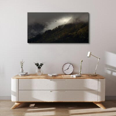 Tablou canvas Panoramă montană încețoșată cu păsări