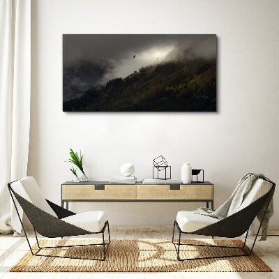 Tablou canvas Panoramă montană încețoșată cu păsări