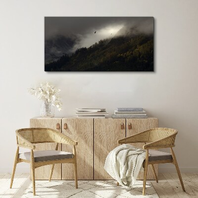 Tablou canvas Panoramă montană încețoșată cu păsări