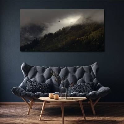 Tablou canvas Panoramă montană încețoșată cu păsări