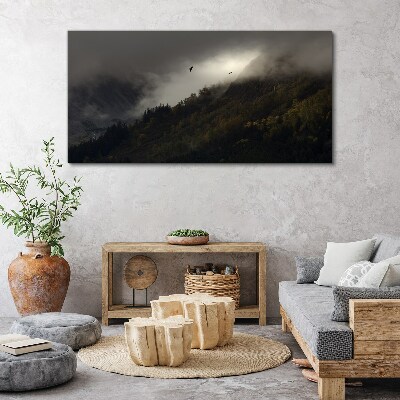 Tablou canvas Panoramă montană încețoșată cu păsări