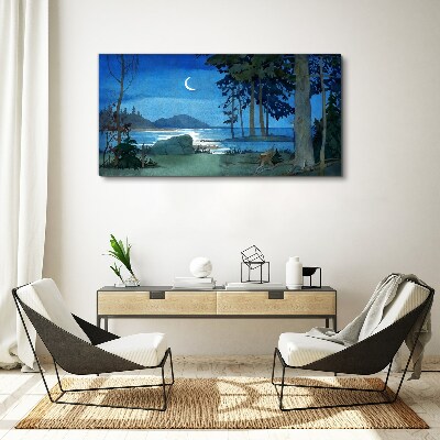 Tablou canvas Peisaj de noapte deasupra apei